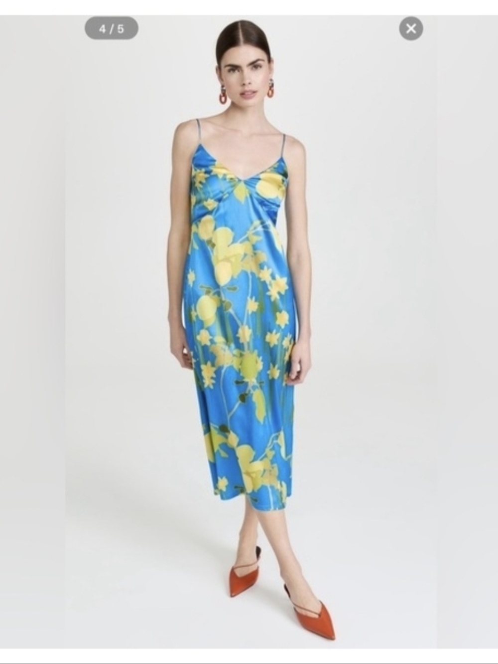 Bernadette Silk Jeanine Slip Dress in Citrusfield Blue Size EU 36 US 6